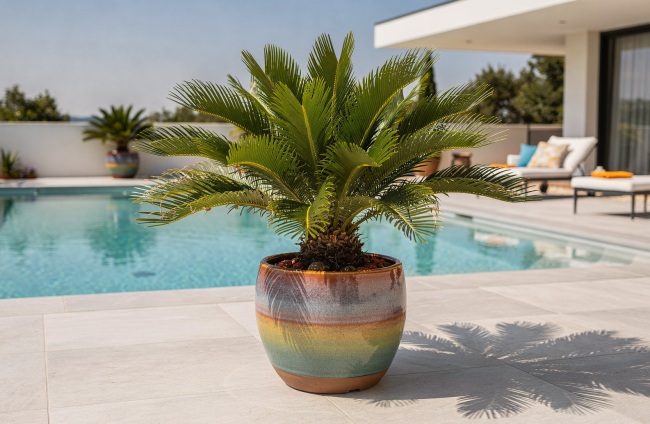  Cycas revoluta - Prehistoryczne rośliny z liśćmi palmowymi 